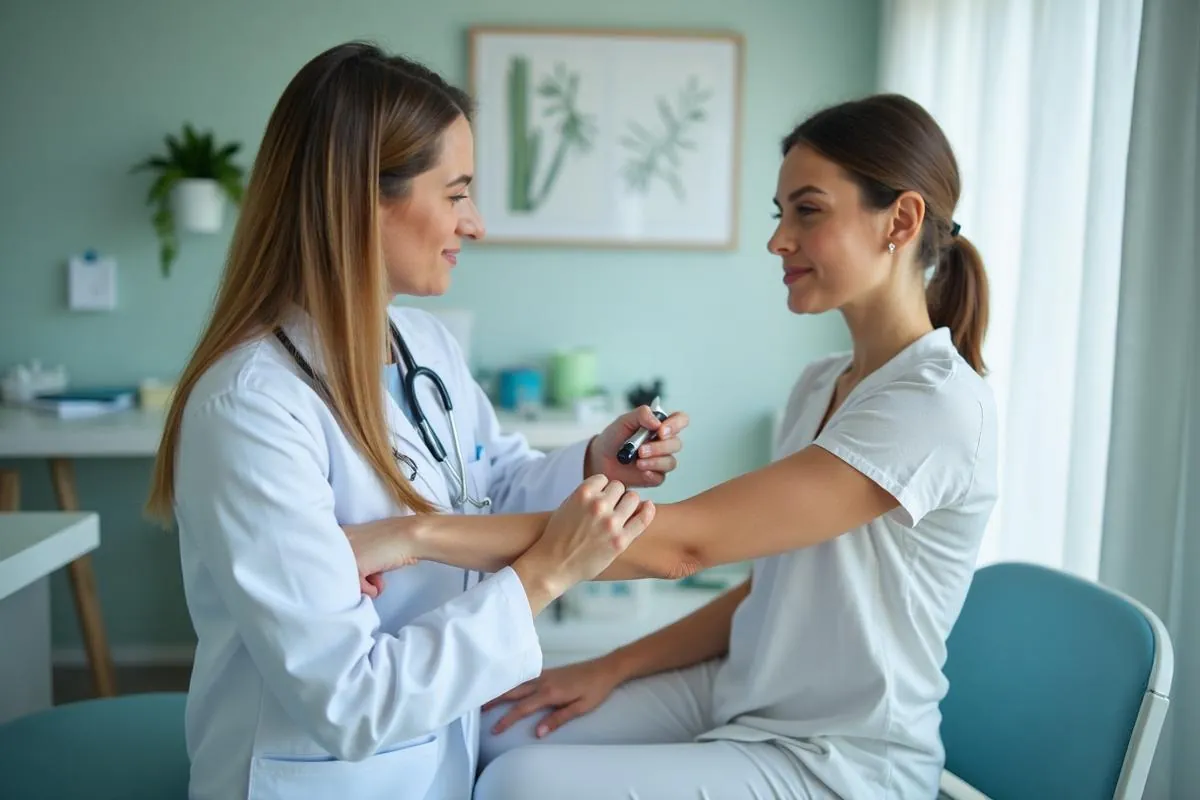 Dermatologist treating contact dermatitis patient